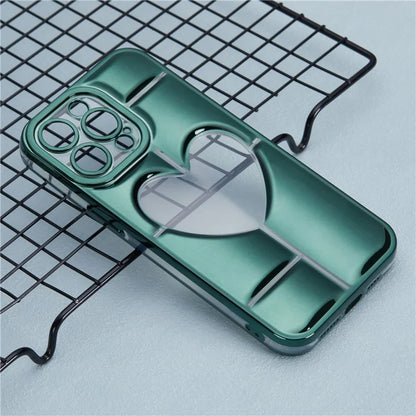 MNS Series for iPhone 14 Pro TPU Case Electroplating Phone Cover Clear 3D Heart Shape