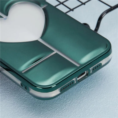 MNS Series for iPhone 14 Pro TPU Case Electroplating Phone Cover Clear 3D Heart Shape