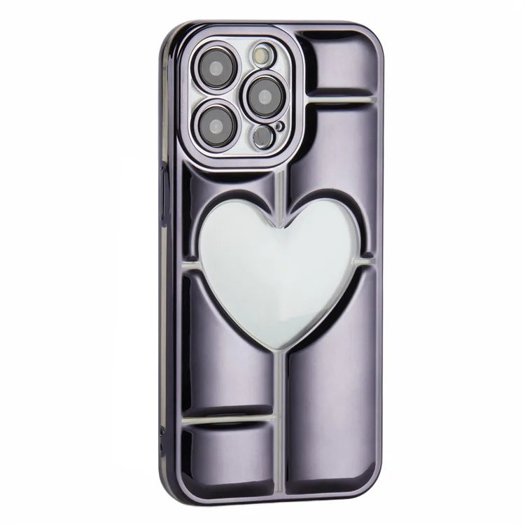MNS Series for iPhone 15 Pro Max TPU Phone Case 3D Heart Precise Lens Protection