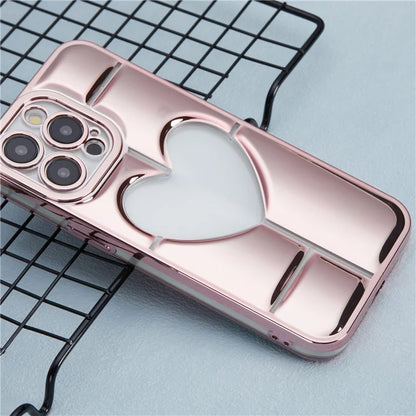 MNS Series for iPhone 15 Pro Max TPU Phone Case 3D Heart Precise Lens Protection
