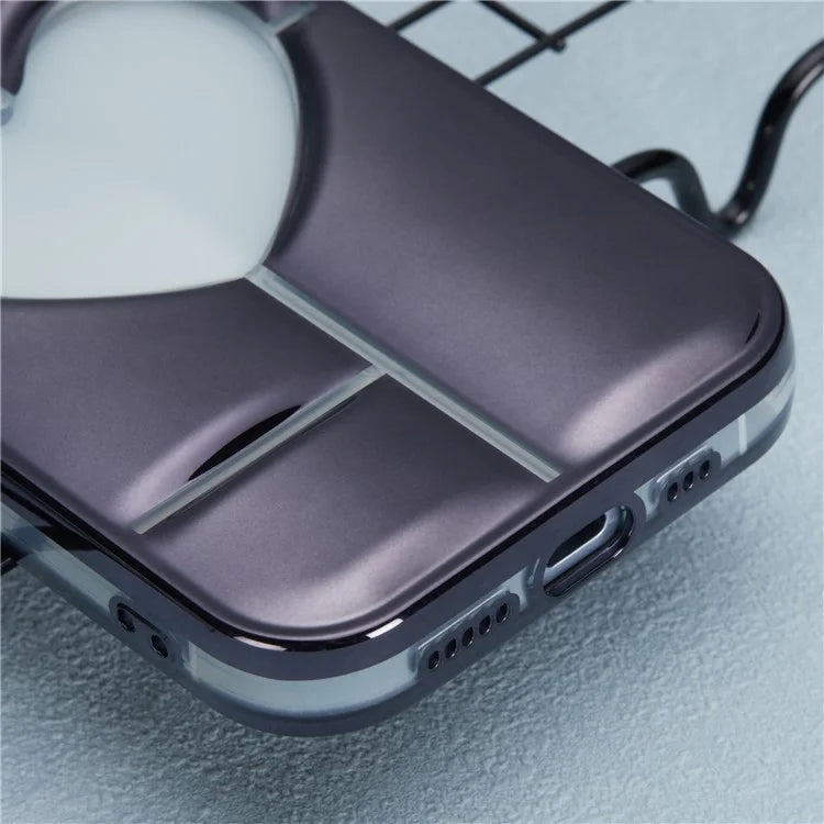 MNS Series for iPhone 15 Plus Electroplating Phone Cover 3D Heart Shape Soft TPU Case