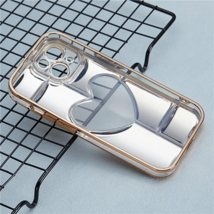 MNS Series for iPhone 15 Plus Electroplating Phone Cover 3D Heart Shape Soft TPU Case