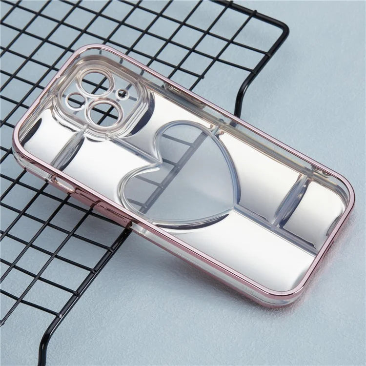 MNS Series for iPhone 15 Plus Electroplating Phone Cover 3D Heart Shape Soft TPU Case