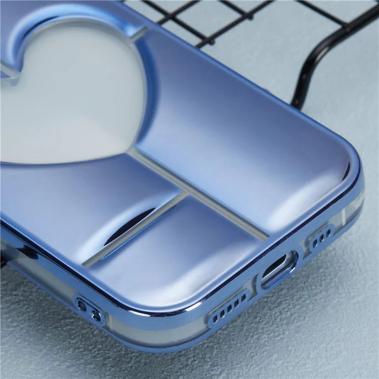 MNS Series for iPhone 15 Plus Electroplating Phone Cover 3D Heart Shape Soft TPU Case