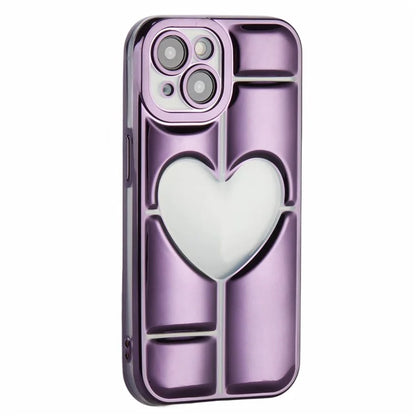 MNS Series for iPhone 15 Plus Electroplating Phone Cover 3D Heart Shape Soft TPU Case