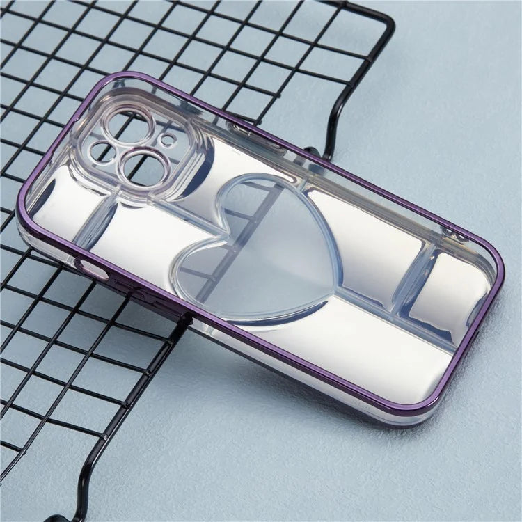 MNS Series for iPhone 15 Plus Electroplating Phone Cover 3D Heart Shape Soft TPU Case