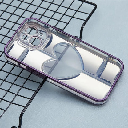 MNS Series for iPhone 15 Plus Electroplating Phone Cover 3D Heart Shape Soft TPU Case