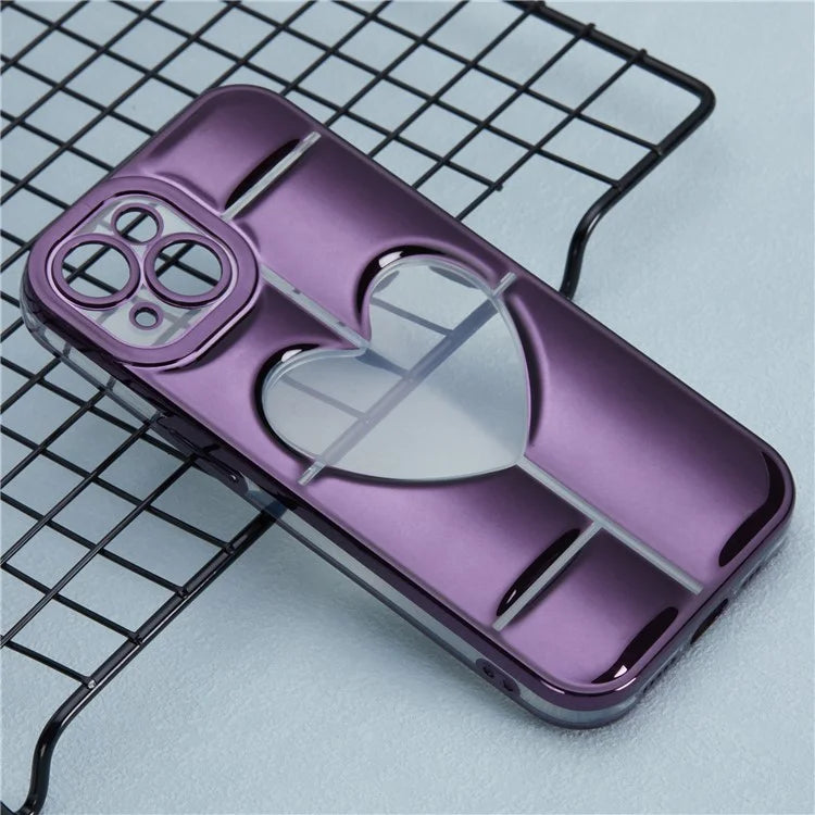MNS Series for iPhone 15 Plus Electroplating Phone Cover 3D Heart Shape Soft TPU Case