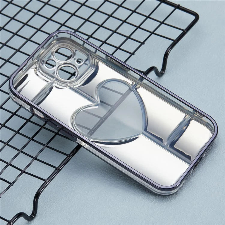 MNS Series Electroplating Case for iPhone 14 TPU Phone Cover with Clear 3D Heart