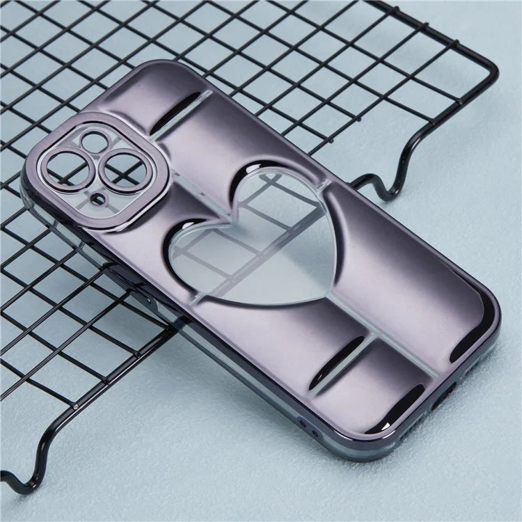 MNS Series Electroplating Case for iPhone 14 TPU Phone Cover with Clear 3D Heart