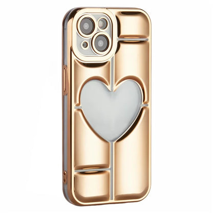 MNS Series Electroplating Case for iPhone 14 TPU Phone Cover with Clear 3D Heart