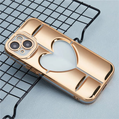 MNS Series Electroplating Case for iPhone 14 TPU Phone Cover with Clear 3D Heart