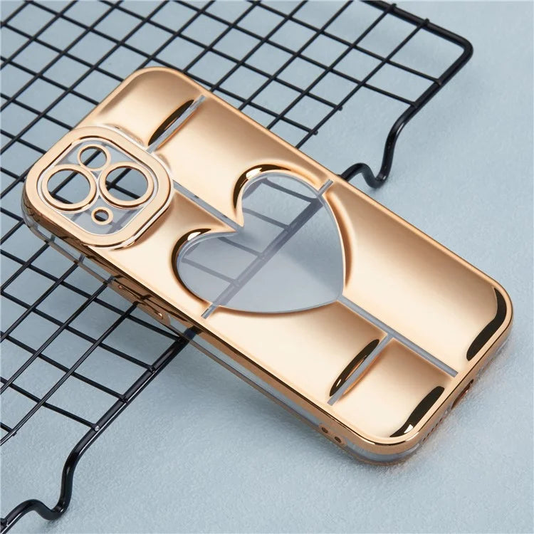 MNS Series Electroplating Case for iPhone 14 TPU Phone Cover with Clear 3D Heart