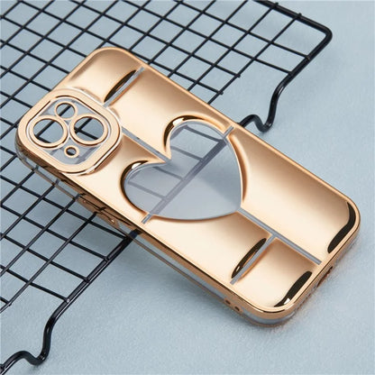 MNS Series Electroplating Case for iPhone 14 TPU Phone Cover with Clear 3D Heart