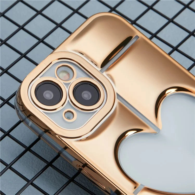 MNS Series Electroplating Case for iPhone 14 TPU Phone Cover with Clear 3D Heart