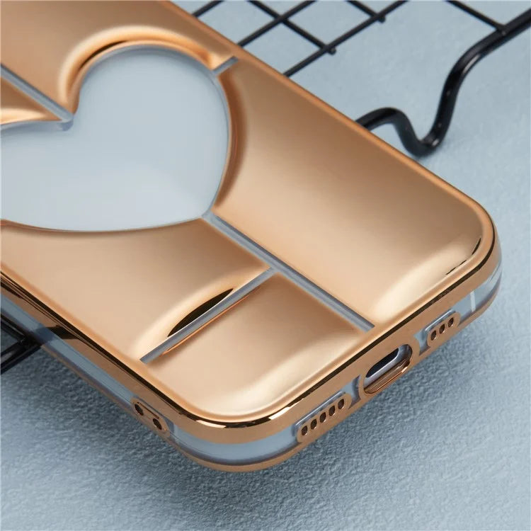 MNS Series Electroplating Case for iPhone 14 TPU Phone Cover with Clear 3D Heart