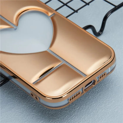 MNS Series Electroplating Case for iPhone 14 TPU Phone Cover with Clear 3D Heart