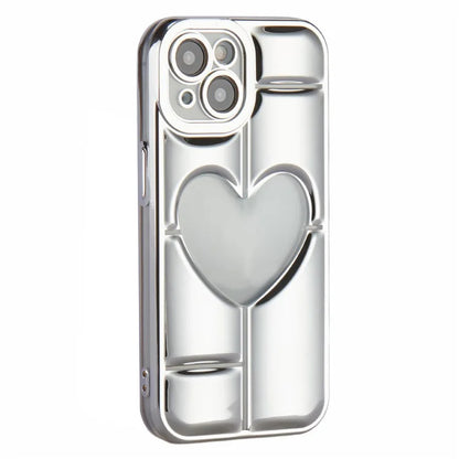 MNS Series Electroplating Case for iPhone 14 TPU Phone Cover with Clear 3D Heart