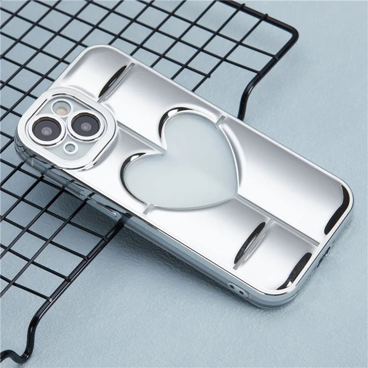 MNS Series Electroplating Case for iPhone 14 TPU Phone Cover with Clear 3D Heart