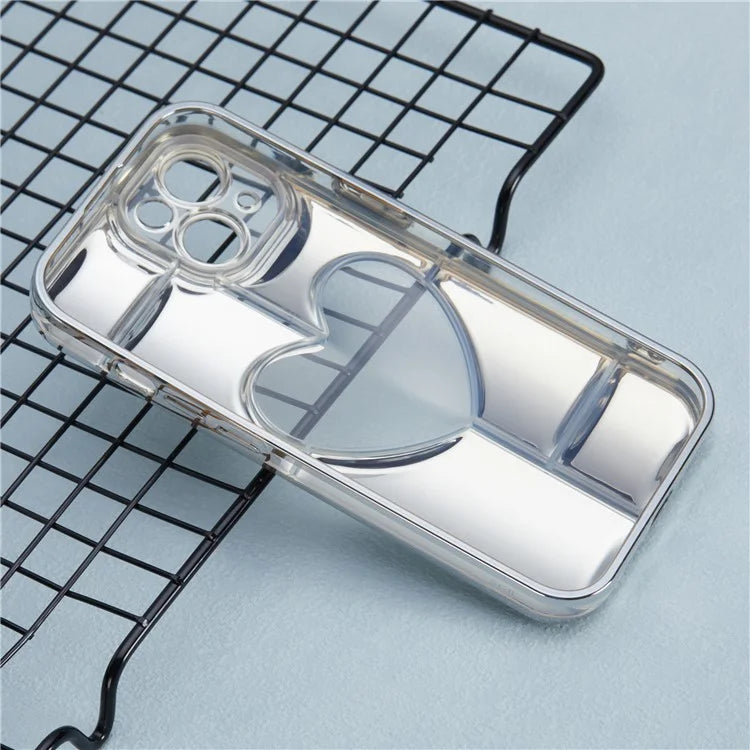 MNS Series Electroplating Case for iPhone 14 TPU Phone Cover with Clear 3D Heart