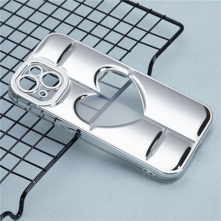 MNS Series Electroplating Case for iPhone 14 TPU Phone Cover with Clear 3D Heart