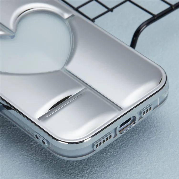 MNS Series Electroplating Case for iPhone 14 TPU Phone Cover with Clear 3D Heart