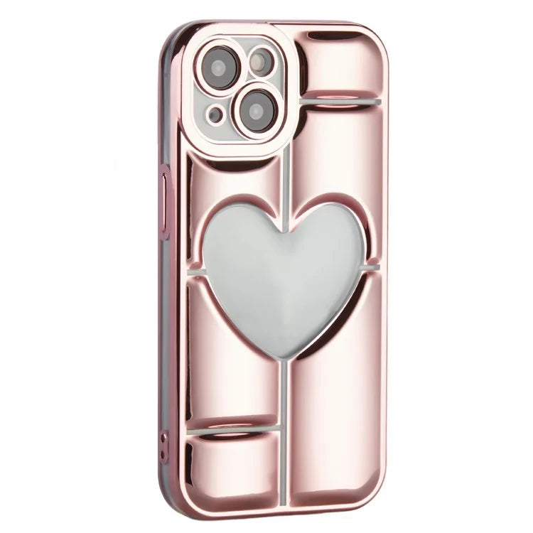 MNS Series Electroplating Case for iPhone 14 TPU Phone Cover with Clear 3D Heart