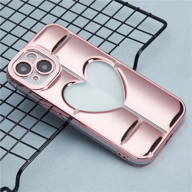 MNS Series Electroplating Case for iPhone 14 TPU Phone Cover with Clear 3D Heart