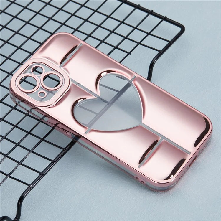 MNS Series Electroplating Case for iPhone 14 TPU Phone Cover with Clear 3D Heart