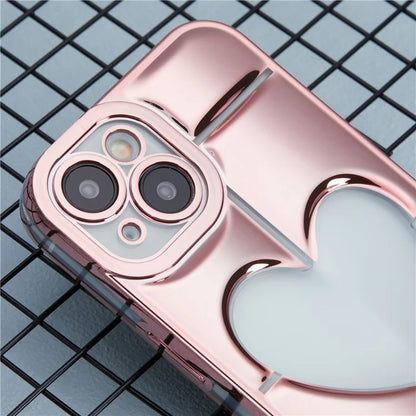 MNS Series Electroplating Case for iPhone 14 TPU Phone Cover with Clear 3D Heart
