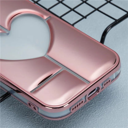 MNS Series Electroplating Case for iPhone 14 TPU Phone Cover with Clear 3D Heart