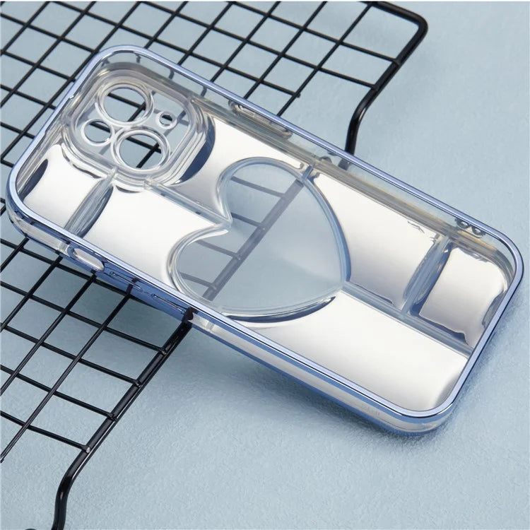 MNS Series Electroplating Case for iPhone 14 TPU Phone Cover with Clear 3D Heart