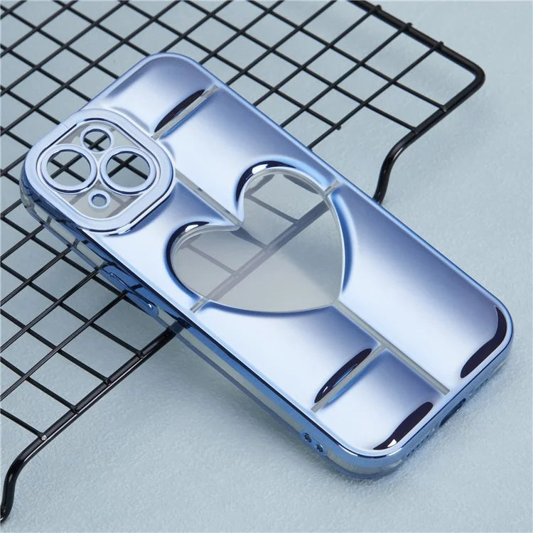 MNS Series Electroplating Case for iPhone 14 TPU Phone Cover with Clear 3D Heart