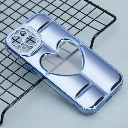 MNS Series Electroplating Case for iPhone 14 TPU Phone Cover with Clear 3D Heart