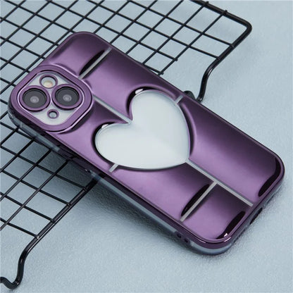 MNS Series Electroplating Case for iPhone 14 TPU Phone Cover with Clear 3D Heart