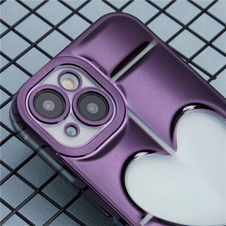 MNS Series Electroplating Case for iPhone 14 TPU Phone Cover with Clear 3D Heart
