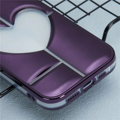 MNS Series Electroplating Case for iPhone 14 TPU Phone Cover with Clear 3D Heart