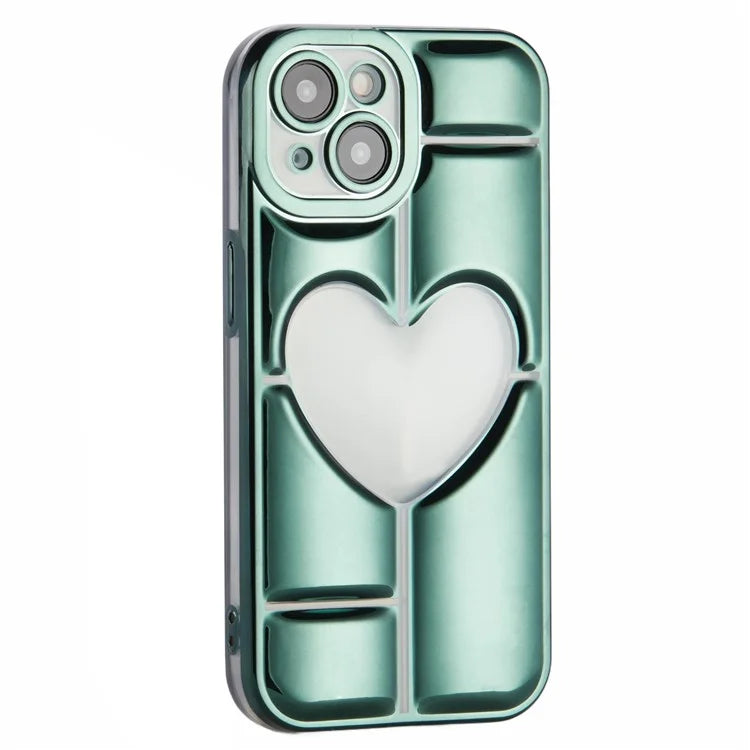 MNS Series Electroplating Case for iPhone 14 TPU Phone Cover with Clear 3D Heart
