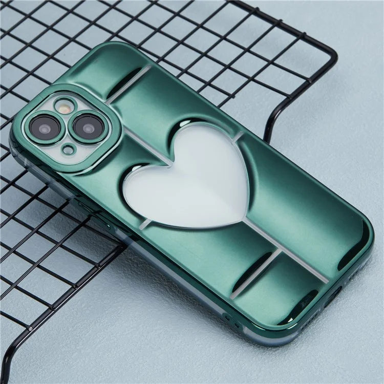 MNS Series Electroplating Case for iPhone 14 TPU Phone Cover with Clear 3D Heart