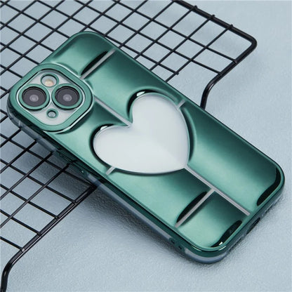 MNS Series Electroplating Case for iPhone 14 TPU Phone Cover with Clear 3D Heart