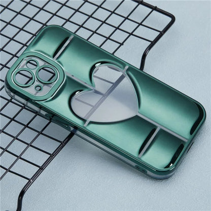 MNS Series Electroplating Case for iPhone 14 TPU Phone Cover with Clear 3D Heart