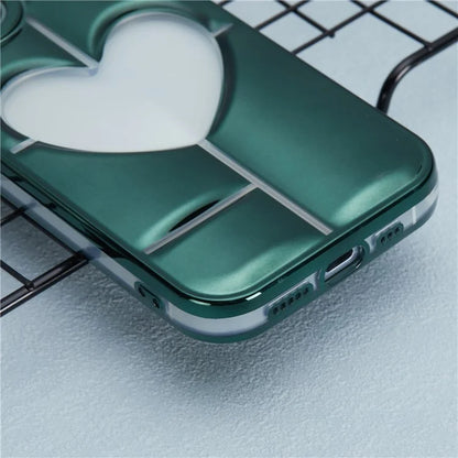 MNS Series Electroplating Case for iPhone 14 TPU Phone Cover with Clear 3D Heart
