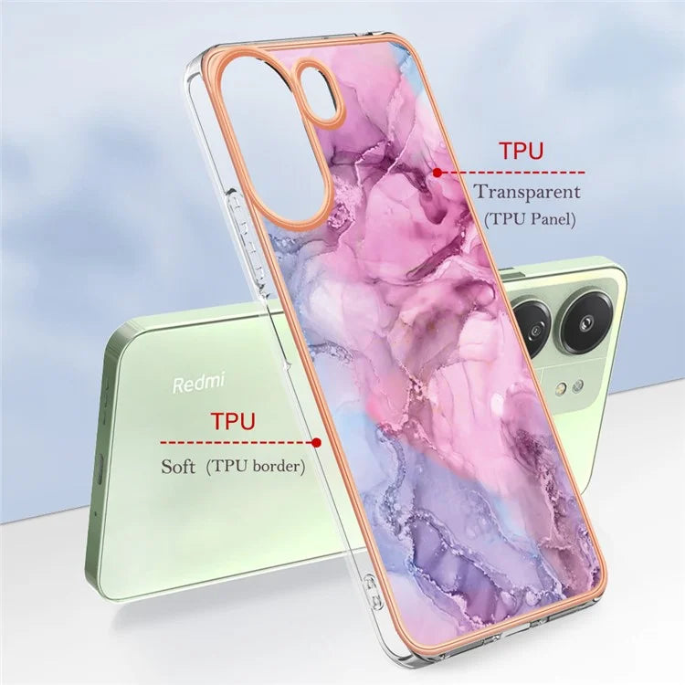 YB IMD Series-16 Style-E For Xiaomi Redmi 13C 4G / Poco C65 4G Soft TPU Case Electroplating Edge
