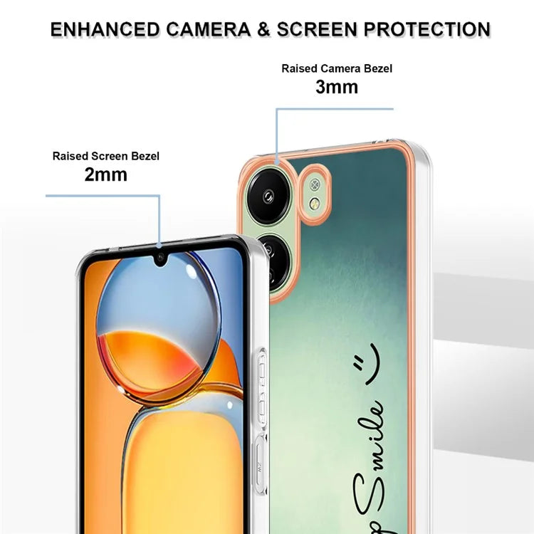 YB IMD Series-19 Style-D For Xiaomi Redmi 13C 4G / Poco C65 4G TPU Case Electroplated Pattern Phone Cover