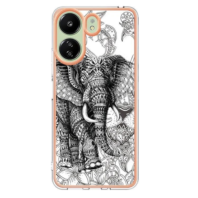 YB IMD Series-19 Style-D For Xiaomi Redmi 13C 4G / Poco C65 4G TPU Case Electroplated Pattern Phone Cover