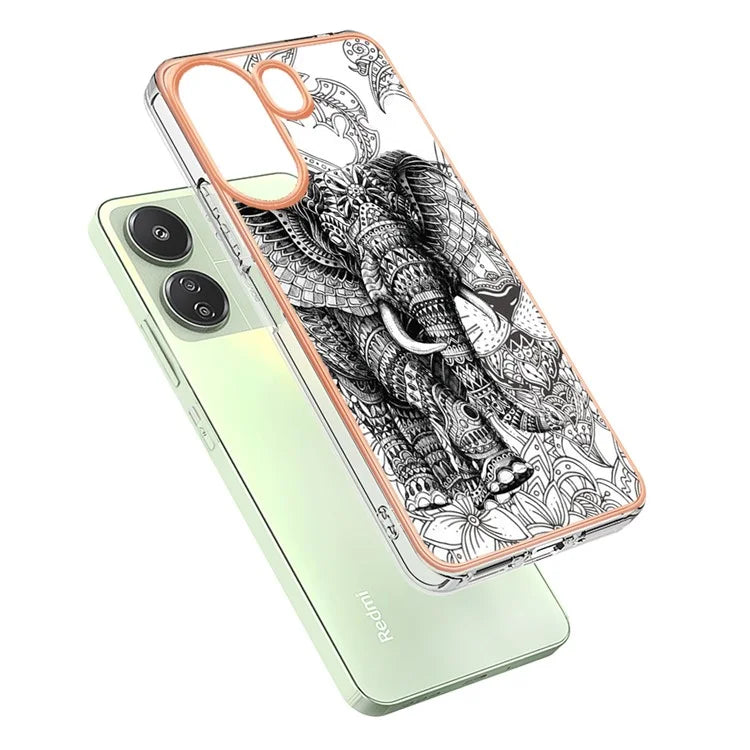 YB IMD Series-19 Style-D For Xiaomi Redmi 13C 4G / Poco C65 4G TPU Case Electroplated Pattern Phone Cover