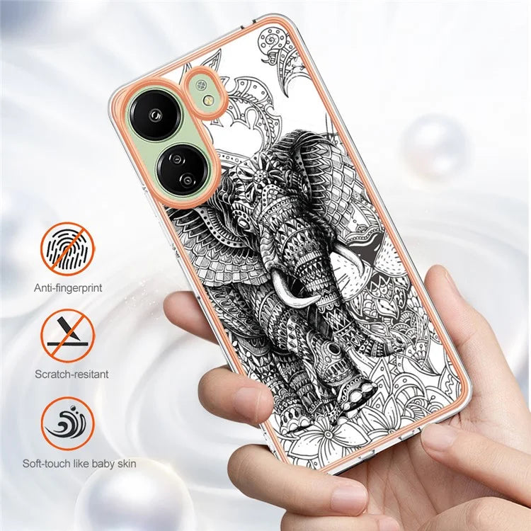 YB IMD Series-19 Style-D For Xiaomi Redmi 13C 4G / Poco C65 4G TPU Case Electroplated Pattern Phone Cover