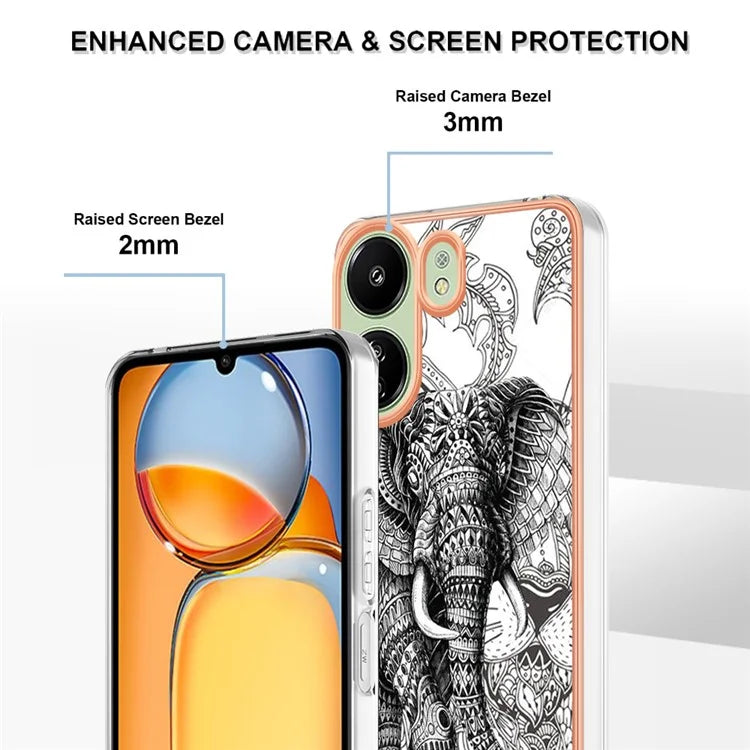 YB IMD Series-19 Style-D For Xiaomi Redmi 13C 4G / Poco C65 4G TPU Case Electroplated Pattern Phone Cover