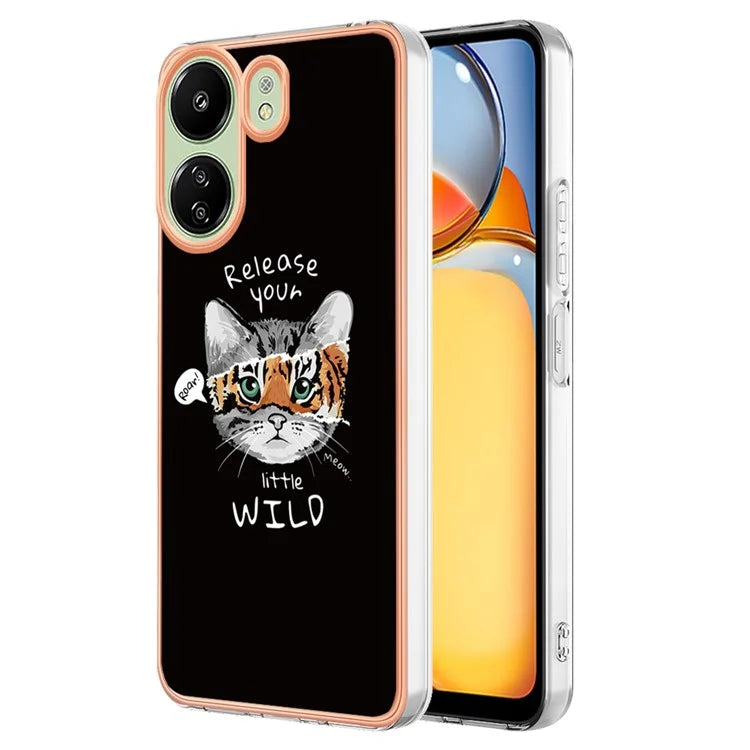 YB IMD Series-19 Style-D For Xiaomi Redmi 13C 4G / Poco C65 4G TPU Case Electroplated Pattern Phone Cover