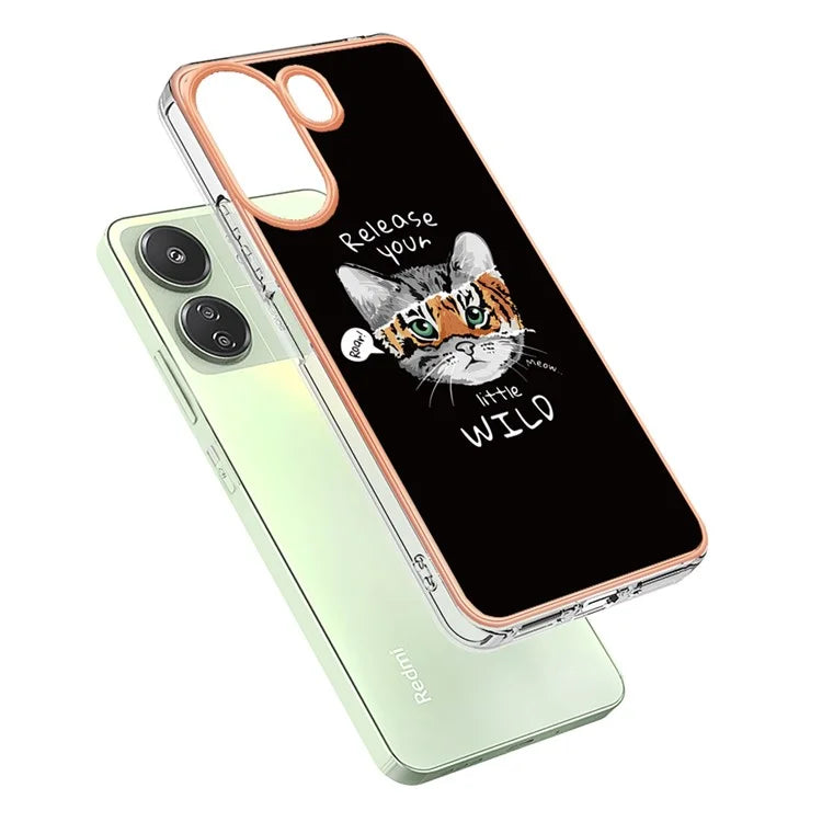 YB IMD Series-19 Style-D For Xiaomi Redmi 13C 4G / Poco C65 4G TPU Case Electroplated Pattern Phone Cover